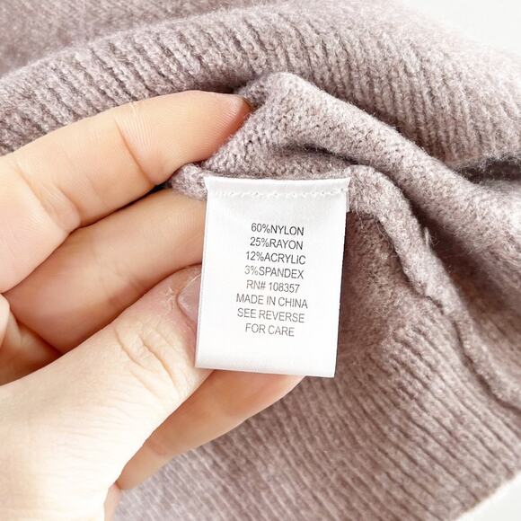 Evereve Celine Short Sleeve Polo Pullover Sweater Caribou Brown Black Medium - Picture 6 of 6